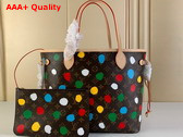 LV x YK Neverfull MM Monogram Coated Canvas with 3D Painted Dots Print M46381 Replica