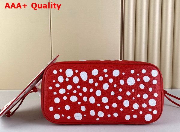 LV x YK Neverfull MM Monogram Empreinte Cowhide Leather with Infinity Dots Print Red and White M46422 Replica