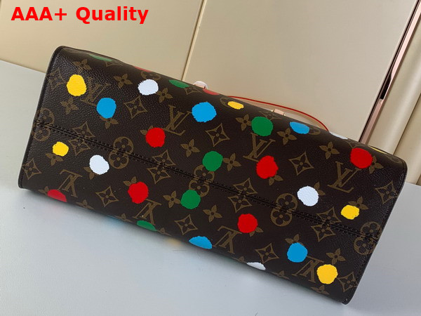 LV x YK Onthego MM Monogram Coated Canvas with 3D Painted Dots Print M46379 Replica