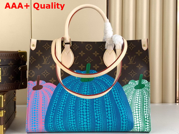 LV x YK Onthego MM Monogram Coated Canvas with Pumpkin Print M46466 Replica