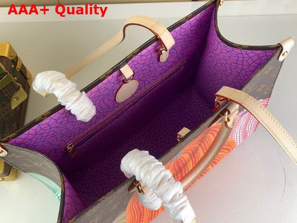 LV x YK Onthego MM Monogram Coated Canvas with Pumpkin Print M46466 Replica