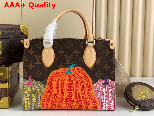 LV x YK Onthego PM Monogram Coated Canvas with Pumpkin Print M46467 Replica