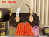 LV x YK Onthego PM Monogram Coated Canvas with Pumpkin Print M46467 Replica