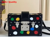 LV x YK Petite Malle in Black Taurillon Bull Calf Leather with 3D Painted Dots Print M21621 Replica