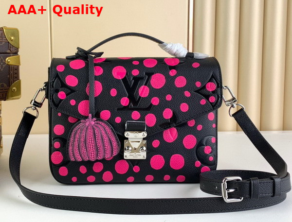 LV x YK Pochette Metis Black and Fuchsia Monogram Empreinte Cowhide Leather with Infinity Dots Print M46420 Replica