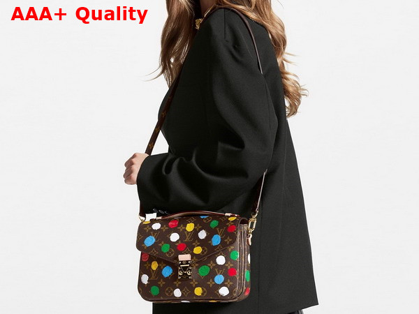 LV x YK Pochette Metis Monogram Coated Canvas with 3D Painted Dots Print M46384 Replica