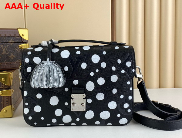 LV x YK Pochette Metis Monogram Empreinte Cowhide Leather with Infinity Dots Print Black and White M46409 Replica