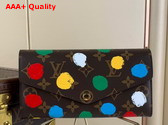 LV x YK Sarah Wallet Monogram Coated Canvs with 3D Painted Dots Print M81980 Replica