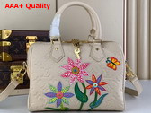 LV x YK Speedy Bandouliere 25 Quartz Embossed Grained Monogram Empreinte Cowhide Leather with Flower Marquetry Replica