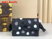 LV x YK Steamer Wearable Wallet Black and Silver Monogram Eclipse Coated Canvas with 3D Painted Dots Print M81935 Replica