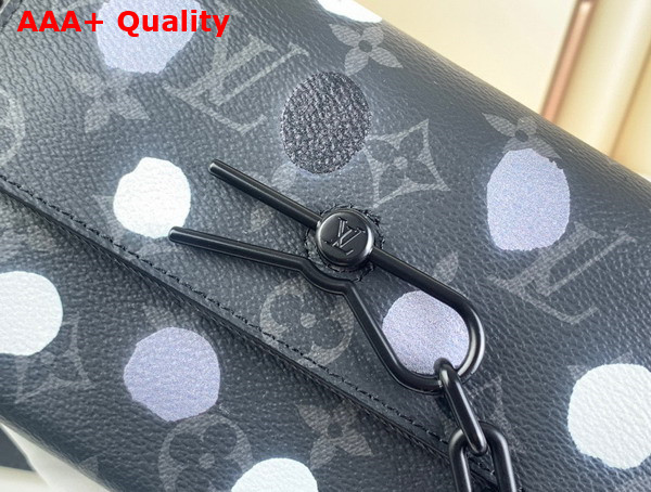 LV x YK Steamer Wearable Wallet Black and Silver Monogram Eclipse Coated Canvas with 3D Painted Dots Print M81935 Replica