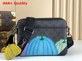 LV x YK Trio Messenger Monogram Eclipse Reverse Coated Canvas with Colorful Pumpkin Print M46435 Replica