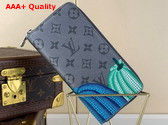 LV x YK Zippy Vertical Wallet Monogram Eclipse Reverse Coated Canvas with Colorful Pumpkin Print M81971 Replica
