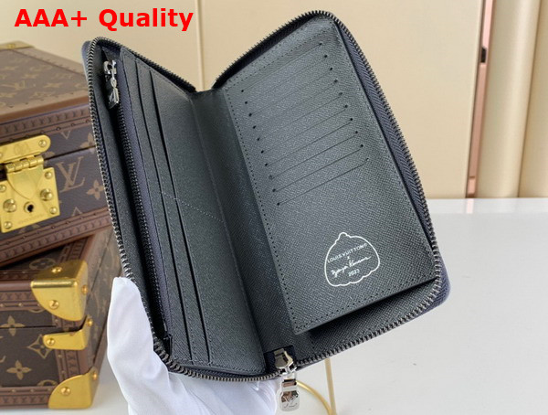 LV x YK Zippy Vertical Wallet Monogram Eclipse Reverse Coated Canvas with Colorful Pumpkin Print M81971 Replica