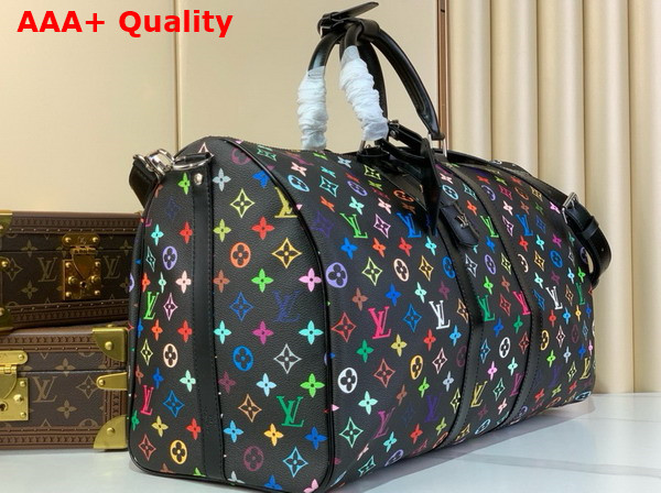 LV x YM Keepall Bandouliere 50 Black Multicolored Monogram Coated Canvas M13745 Replica