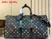 LV x YM Keepall Bandouliere 50 Black Multicolored Monogram Coated Canvas M13745 Replica