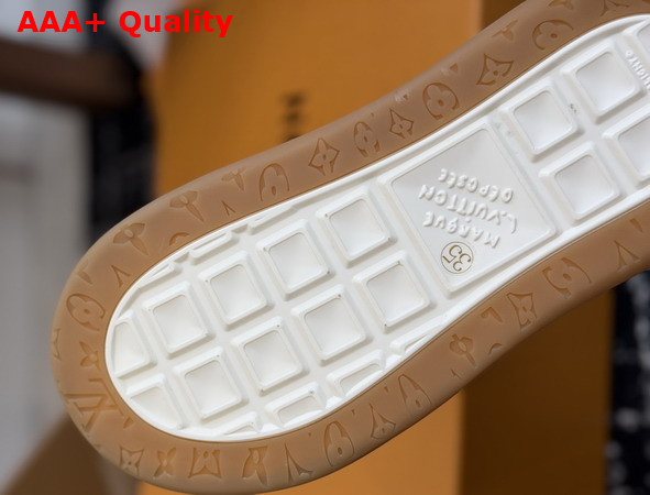 LV x the Darjeeling Limited LV Tilted Sneaker in Cognac Brown Printed Calf Leather 1AJTKX Replica