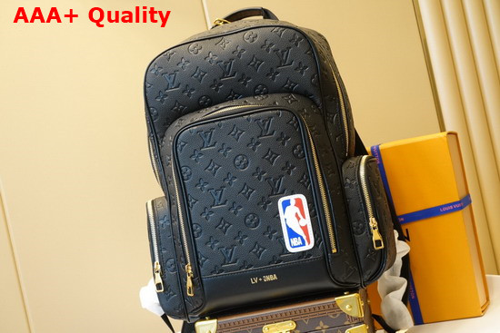 LVXNBA Basketball Backpack in Black Ball Grain Leather M57972 Replica