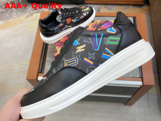 LVXNBA Beverly Hills Sneaker Black Calf Leather and Monogram Eclipse Canvas Replica
