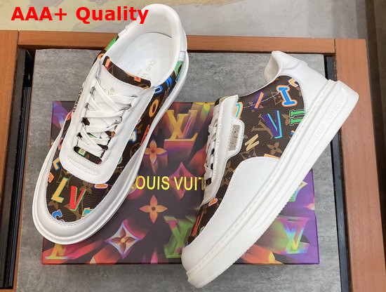 LVXNBA Beverly Hills Sneaker White Calf Leather and Monogram Canvas Replica