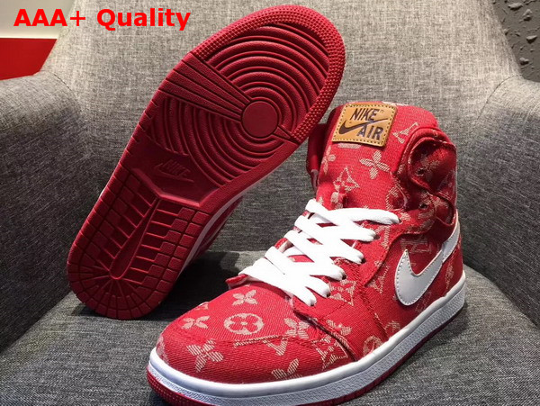 Louis Vuitton Supreme Louis Vuitton Nike Air Jordan Custom Sneaker Red Denim Replica