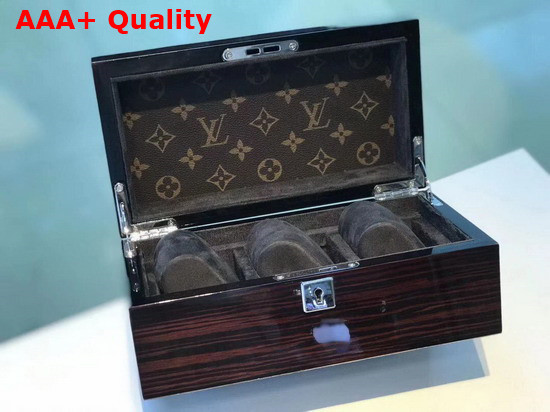 Louis Vuitton 3 Watch Case in Brown Wood and Monogram Canvas Replica