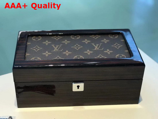Louis Vuitton 3 Watch Case in Brown Wood and Monogram Canvas Replica