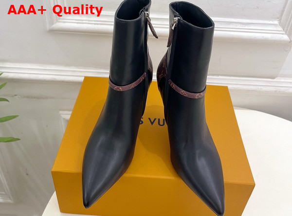Louis Vuitton 6am Ankle Boot in Black Plain Calf Leather and Monogram Canvas Replica