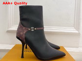 Louis Vuitton 6am Ankle Boot in Black Plain Calf Leather and Monogram Canvas Replica