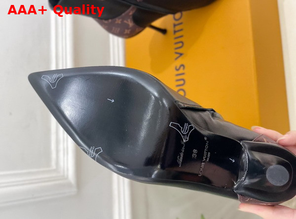 Louis Vuitton 6am Ankle Boot in Black Plain Calf Leather and Monogram Canvas Replica