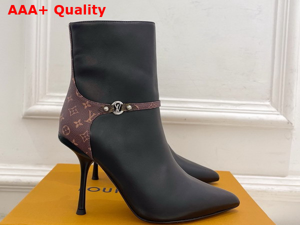 Louis Vuitton 6am Ankle Boot in Black Plain Calf Leather and Monogram Canvas Replica