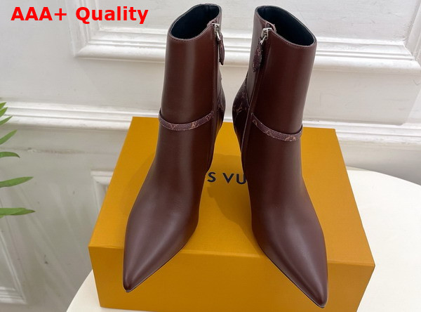 Louis Vuitton 6am Ankle Boot in Brown Plain Calf Leather and Monogram Canvas Replica