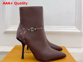 Louis Vuitton 6am Ankle Boot in Brown Plain Calf Leather and Monogram Canvas Replica