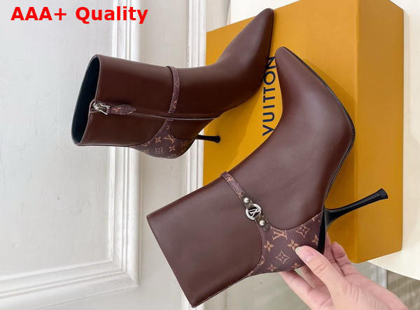 Louis Vuitton 6am Ankle Boot in Brown Plain Calf Leather and Monogram Canvas Replica