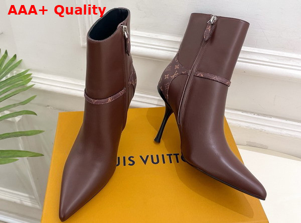 Louis Vuitton 6am Ankle Boot in Brown Plain Calf Leather and Monogram Canvas Replica