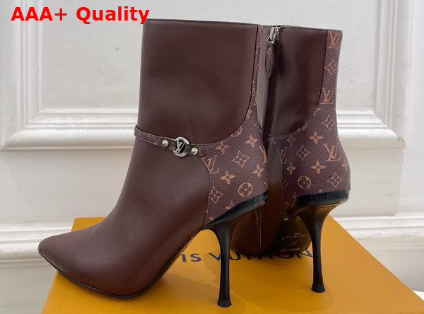 Louis Vuitton 6am Ankle Boot in Brown Plain Calf Leather and Monogram Canvas Replica