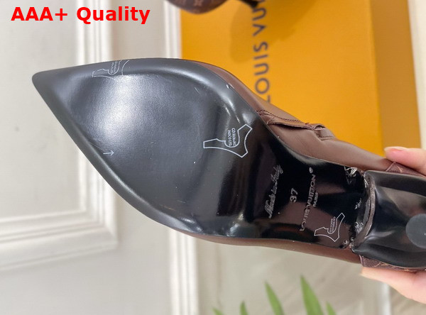 Louis Vuitton 6am Ankle Boot in Brown Plain Calf Leather and Monogram Canvas Replica