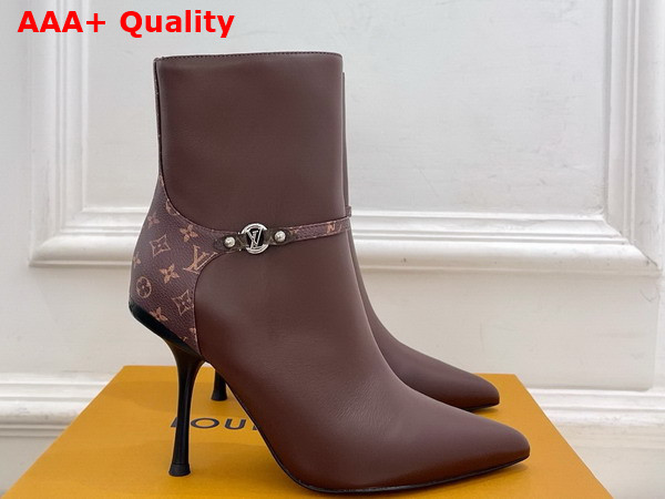 Louis Vuitton 6am Ankle Boot in Brown Plain Calf Leather and Monogram Canvas Replica