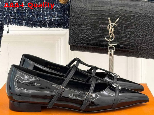 Louis Vuitton 6am Flat Ballerina in Black Patent Calf Leather 1AGWV6 Replica