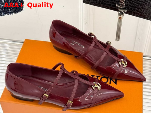 Louis Vuitton 6am Flat Ballerina in Burgundy Patent Calf Leather Replica