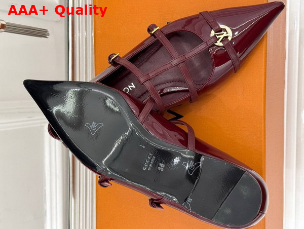 Louis Vuitton 6am Flat Ballerina in Burgundy Patent Calf Leather Replica