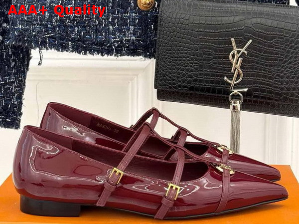 Louis Vuitton 6am Flat Ballerina in Burgundy Patent Calf Leather Replica