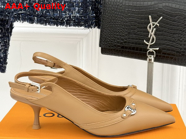 Louis Vuitton 6am Slingback Pump in Beige Lambskin Replica