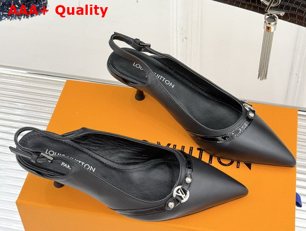 Louis Vuitton 6am Slingback Pump in Black Lambskin Replica