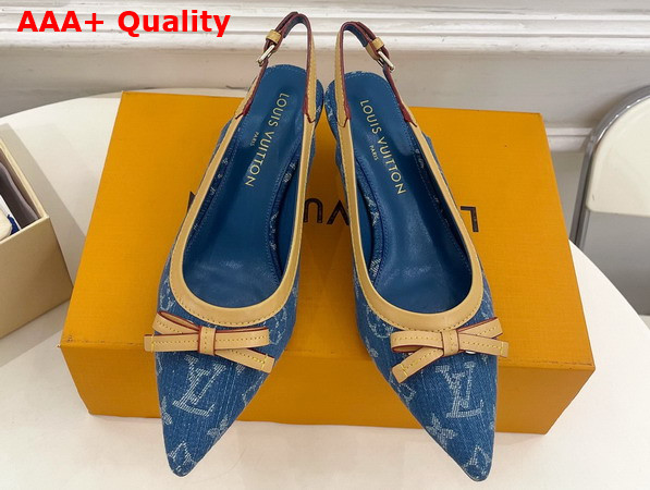Louis Vuitton 6am Slingback Pump in Bleu Denim Monogram Denim 1AJKT1 Replica