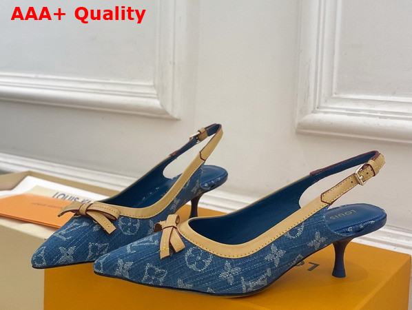 Louis Vuitton 6am Slingback Pump in Bleu Denim Monogram Denim 1AJKT1 Replica