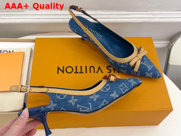 Louis Vuitton 6am Slingback Pump in Bleu Denim Monogram Denim 1AJKT1 Replica
