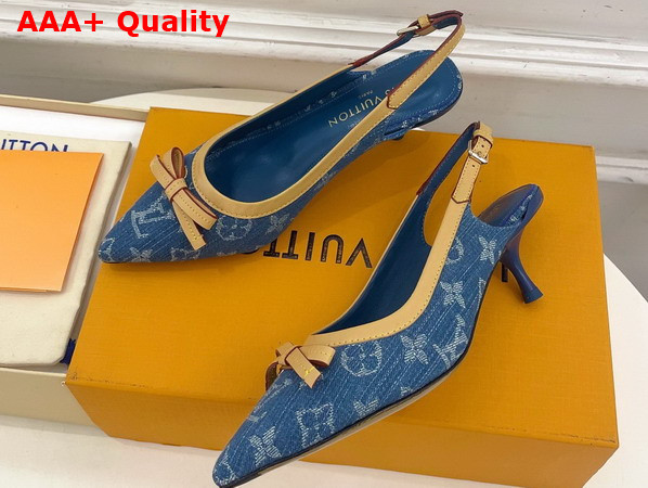 Louis Vuitton 6am Slingback Pump in Bleu Denim Monogram Denim 1AJKT1 Replica