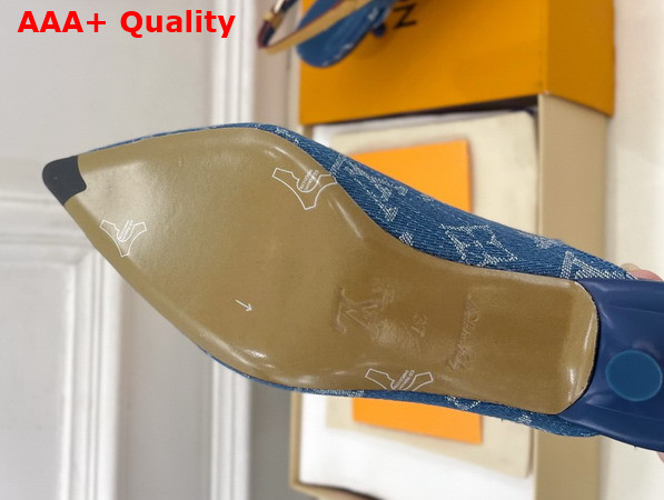 Louis Vuitton 6am Slingback Pump in Bleu Denim Monogram Denim 1AJKT1 Replica