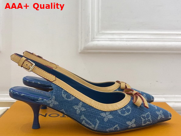 Louis Vuitton 6am Slingback Pump in Bleu Denim Monogram Denim 1AJKT1 Replica